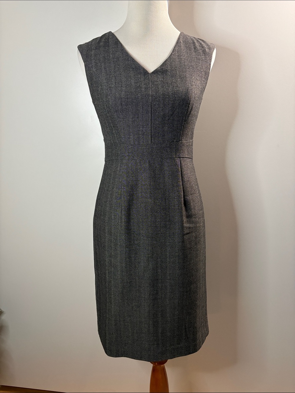 Mossimo Supply Co. Charcoal Pinstripe V‑Neck Midi Sheath Dress